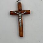 Antique Wood   Silver Crucifix Cross Bead Rosary In Metal Rosary Rustic