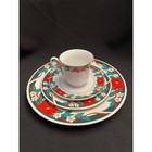 Tienshan Deck The Halls Christmas Poinsetta Place Settings Cups Saucers 21 Piece