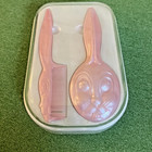 Vintage Bennington Usa Child Pink Bunny Brush   Comb Set In Case 