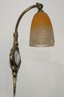 Schneider Pate De Verre Glass Wall Sconce Lamp  Porcelain Roundel     Antique