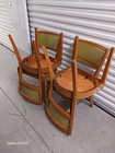 Mid Century Modern Oak Dining Chairs Set Of 4 Green Vinyl 4 Oak Chairs