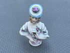 Antique German 3  Porcelain Half Doll Pin Cushion  1724 - Ornate Outfit   Hat