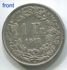 Switzerland 1913  1 Franc Silver Coin Km 24  C048