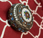 Antique Russian Gilt Silver Enamel Hallmarks Round Pill Box 84 Hinged Cover