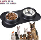 Stainless Steel Pet Dog Cat Bowl Non-skid Non-spill Silicone Mat Food water Dish