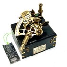 Antique Instruments   Wooden Box Brass Ship Sextant With Hardwood Engraved Gift