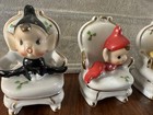 Vtg Mcm 50   s Japan Ceramic Christmas Pixie Elf On Chair Figurine Lot  4  Read