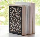 Pair   Infinite Leaves Black Metal Filigree Bookends Set    a 