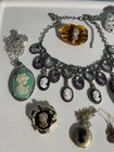 Huge Lot B Of Cameo Jewelry Brooch pins  Necklaces   More lqqk 
