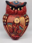 Mexican Pottery Talavera Hand Painted Owl 10  Wall Decor Mexican Folk Art Red