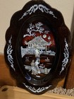 Vintage Asian Black Lacquer Wall Hanging With Shell  Inlay