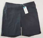 Lady Hagen Womens Solid Black 10  Inseam Pull On Shorts Size Xxl Tummy Control