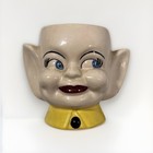 Vintage 50   s Pixie Elf Pottery Sugar Bowl Or Planter 3 25    H X 2 5   w