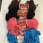 Vintage Lot Of 4 Aunt Lydia s Heavy Rug Yarn 70 Yd Skeins Black Brown Pink Blue