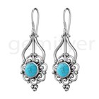 Handmade 925 Sterling Silver Natural Turquoise Stone Genuine Dangle Earrings