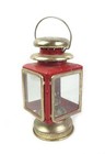 Vintage Carriage Hurricane Candle Lantern Red Brass Tin Hong Kong