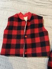 Boy s Vtg Nanook Bethlehem Nh Red   Black Buffalo Plaid Wool Vest Pants Set Sz 3