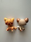 Littlest Pet Shop  1451  1082 Tiger Shorthair Cat Green Eyes Brown Dog Teal Eyes