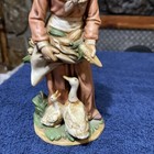 Homco 1477 Porcelain Old Lady Feed Ducks Geese 8  Figurine Retired Vtg Rare Htf