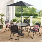 6-piece Outdoor Dining Set Patio Furniture Folding Chair And Table With Umbrella