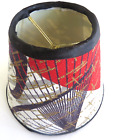 Vintage Atomic 50s Fabric Covering On Small Lamp Shade3x4x5  Red Black White