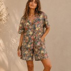 Vintage 70s Patchwork Print Two-piece Set Boho Lounge Shorts Suit