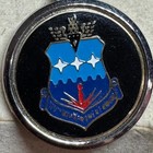 Vintage Enamel Military Crest Charm Silver Tone Blue Shield Stars Pendant