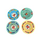 Vintage Marutomoware Set 4 Basket Weave Hand Painted Floral Cermaic Ashtrays Euc