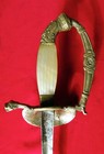 19th C Gilt Brass French Officer Naval Epee Sword   Mop Grip Napoleon Battle War