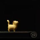 Chinese Boxwood Wood Hand Carved Cat Statue Netsuke Fengshui