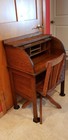 Vintage Antique Children s Roll Top Desk And Swivel Chair Paris Mfg Co 1910-1930