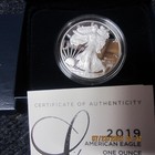 2019 W Proof Silver Eagle  Ogp  With Box   Coa 