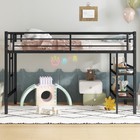 Twin Size Metal Loft Bed With Storage Shelf ladder And Guardrails For Kids