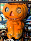 Vtg Paper Mache Inspired Halloween Standing Jack-o-lantern Man Bow Tie 8  Tall