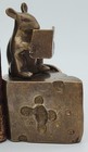 Vintage Bronze Bookends Mouse Reading On Swiss Cheese Set 2 Pc  San Pacific