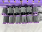 New Lot Of 12 Conair Large   Jumbo Flocked Rollers Curlers   Clips Purple Black