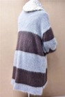 Women  Striped Hairy Knitted O-neck Long  Sleeves Loose Pullover Jumper Dress