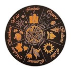 Wooden Wheel Of The Year Sign  Black   Tan-  8x8 In  Witch Calendar Decor