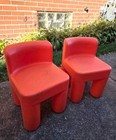 Lot Of 2 Vintage 1990s Little Tikes Orange Plastic Chunky Child Size Chairs Set