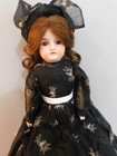 21  Antique Bisque Head Doll Germany Jointed Leather Body Clothing Dress Hat