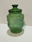 Vintage Bartlett-collins Avocado Green Glass Mushroom Canister Jar Textured 70s