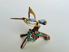 Hummingbird Figurine - 24k Gold On Stand  Pewter Base With Austrian Crystals
