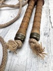 Antique Wooden Jump Rope Boxing Gym Skipping Rope W  Brass Ends 1900s