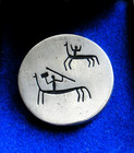 Vintage Scandinavian Pewter Brooch - Ancient Viking Symbols From Rock Carvings