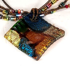 Art Glass Necklace And Earring Set Multicolor Brown Pierced Statement