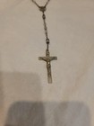 Vintage Catholic Rosary Prayer Clear Beads Silver Tone Crucifix   Free Shipping 