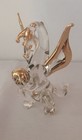Art Glass Dragon Figurine Clear Gold Trim Miniature Fantasy Figure Orb 2 5 