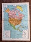 North America Map United States Canada Mexico Arctic 1940 Vintage Atlas Map