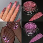 Reflective Glitter Powder Set  8 Colors Sparkle Diamond Nail Glitter Dust Silver