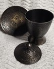 Beautiful Vintage 3pc Bronze Antiquebrass Etched 5 trinketbox Lid 4 saucer India